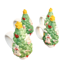 World Bazaar Christmas Tree Napkin Rings Porcelain Hand Painted VTG - £3.07 GBP
