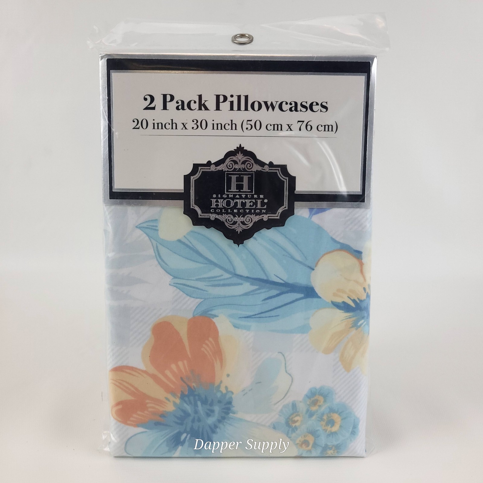 Signature Hotel Collection Blue Floral Microfiber Pillowcases 2 Pack 20x30&quot; - $12.86