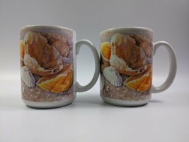 2 Potpourri Designs - Seashells  Coffee Mugs 1996 Elaine Hahn made in Th... - £18.57 GBP