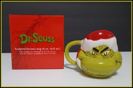 NEW Dr. Seuss The Grinch Santa Hat Sculpted Christmas Mug 16 oz. - £13.28 GBP