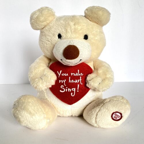 Primary image for Hallmark Valentines Teddy Bear Plush Animated Shaking  Singing Stuffed Toy 7”