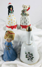 Lot 4 Vintage Christmas Porcelain Bells. Angel, mouse, penguin, flower - £15.81 GBP