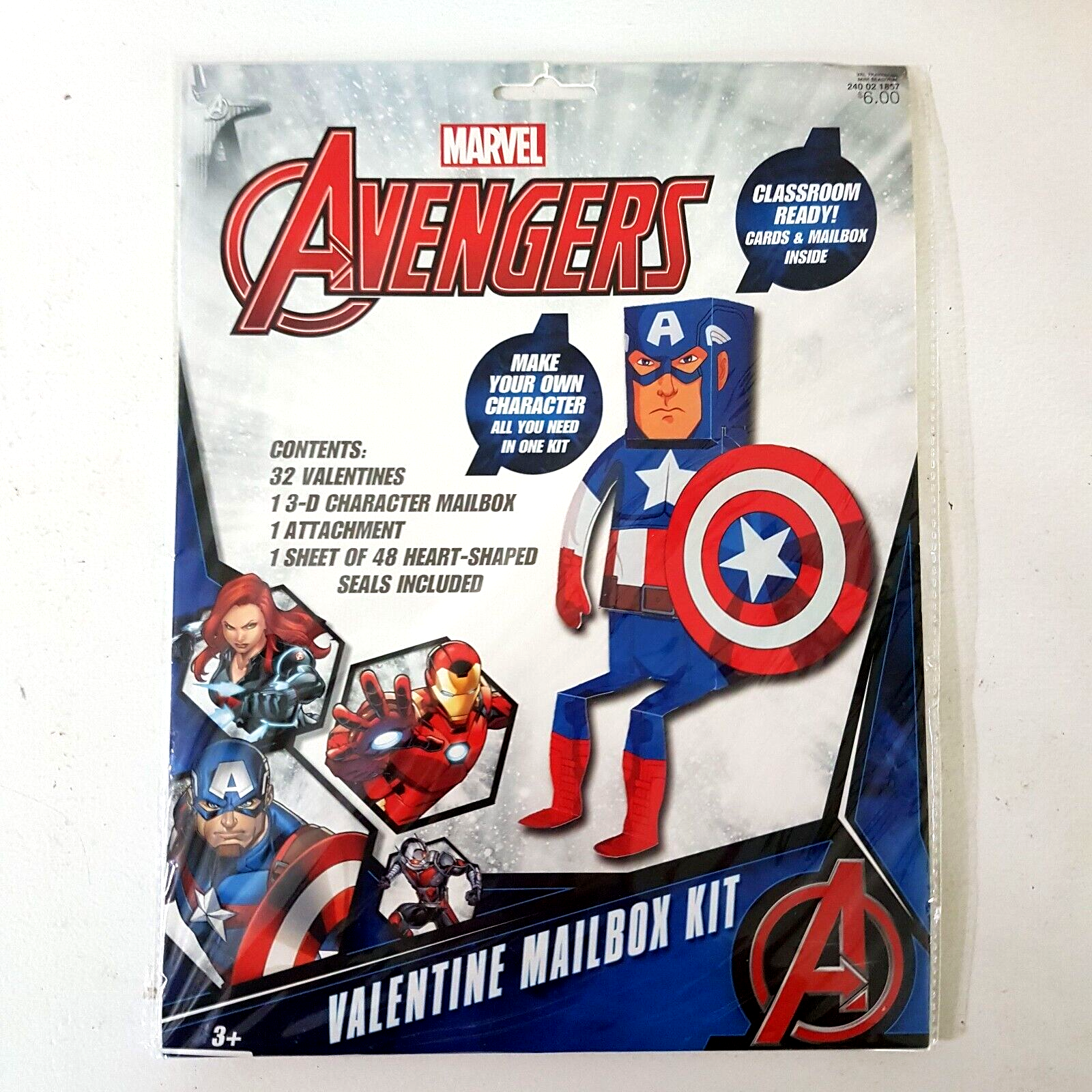 Marvel Avengers Valentine Mailbox Kit 32 Cards Seals Iron Man Black Pant... - $6.85