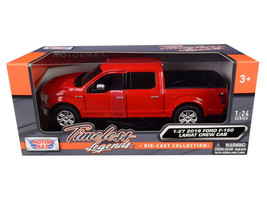 2019 Ford F-150 Lariat Crew Cab Pickup Truck Red 1/24-1/27 Diecast Car Motormax - £29.51 GBP