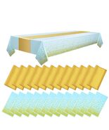 WDF 16Pack Blue Gold Plastic Tablecloths 54x108in &amp; Runners 12x108in - €10,49 EUR