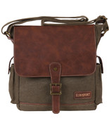 Olive B910 Canvas Brown Vegan Leather Unisex Shoulder Bag 11 x 10&quot; Euros... - $47.52 CAD