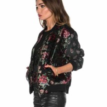 Feathers by Tolani Quinn Noire Velvet Floral Bomber Jacket Small - £66.17 GBP