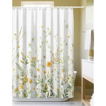 Floral Shower Curtains For Bathroom Yellow Green Blooming Flowers Shower Curtain - $39.99