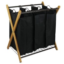 Oceanstar XBS1484 Bamboo 3-Bag Laundry Sorter Black, 29.75 in. H x 19.10... - £66.60 GBP