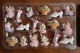 Dillards Trimmings 18 Mini Ornament Pink Lot Santa Basket Flower Angel Santa + - £13.55 GBP