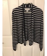 H&amp;M  Navy Blue &amp; White Striped Open Sweater Youth Girls Size 14 - £11.07 GBP