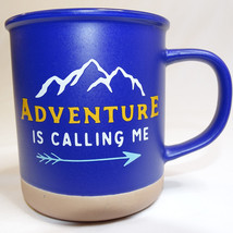 Adventure Is Calling Rich Blue Coffee Mug Tea Or Soup Stoneware Mug Or Cup - $10.61