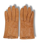 Vintage Miss Aris Leather Brown Womens Gloves With Buckle Detail Size 7 - $19.95