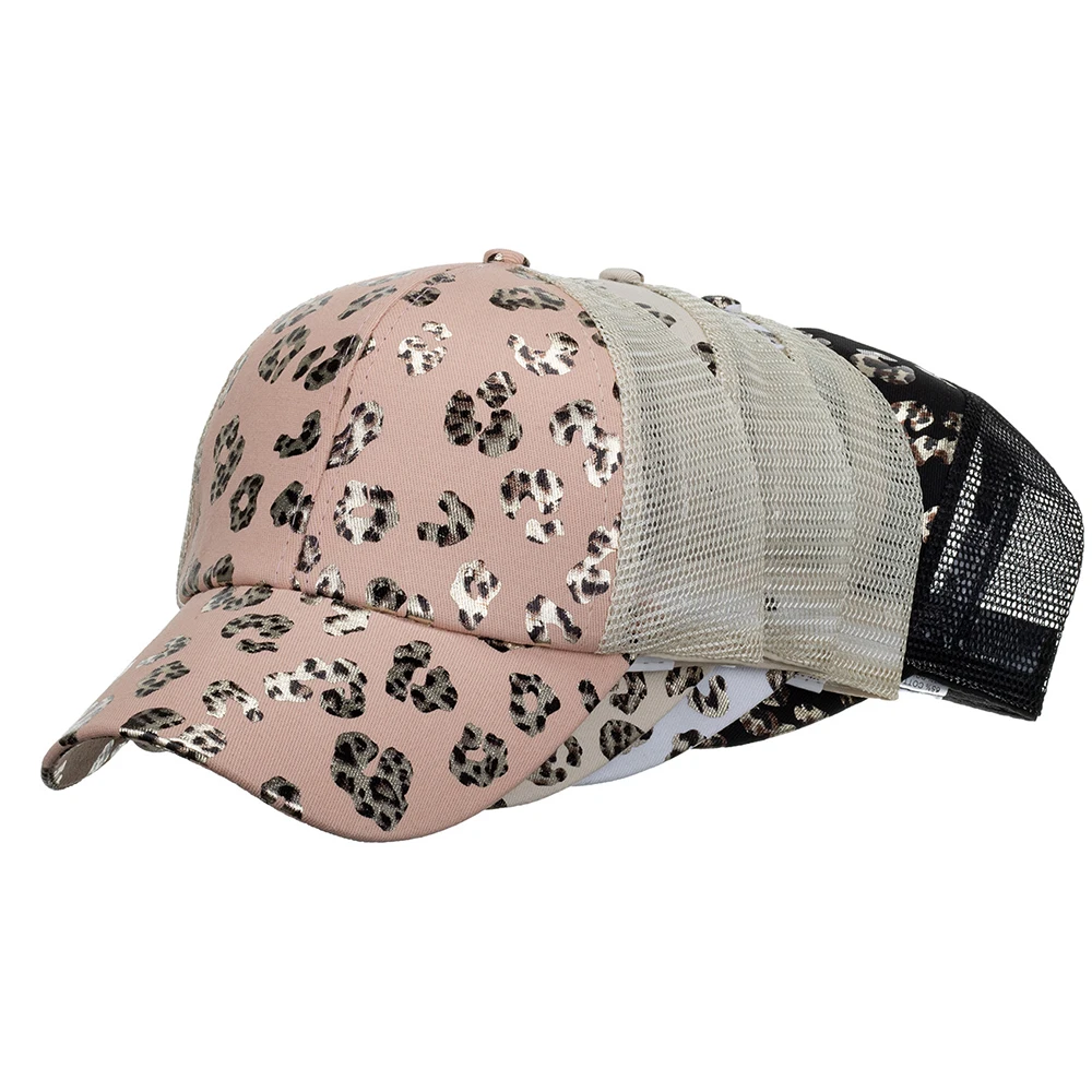 Print Criss Cross Ponytail Baseball Cap Stylish Women Visor Mesh Hat Cotton - £12.42 GBP