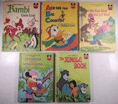 5 Vintage Disney&#39;s Wonderful World Of Reading Books: Jungle Book, Sinbad, Bambi - £11.34 GBP