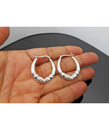 Silver Ram Head Hoop Earrings, 925 Sterling Silver, Ram Head Textured Ea... - £27.97 GBP+