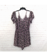 Mossimo Romper Womens XL Purple Floral Cold Shoulder V Neck Boho Festiva... - £13.62 GBP