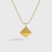 Evil Eye 3D Geometry Triangle Cone Pendant 18k Yellow Gold Plated Necklace 16&quot; - £95.27 GBP