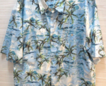 Joe Marlin blue men&#39;s button front XXL Hawaiian shirt palm coconut trees - £13.22 GBP