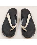 OluKai Kulapa Kai Women&#39;s Size 11 Flip Flop White &amp; Black Sandals - $273.03 MXN