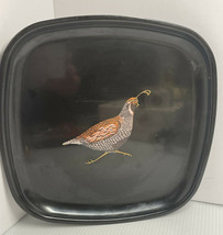 Vintage Couroc inlay Bird Quail 8.5 inch tray Black - £14.93 GBP