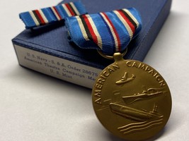Wwii, American Campaign Medal, With Matching Pinback Ribbon, U.S. Mint - £17.27 GBP