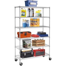 BestOffice 18x48x72 Wire Shelving with Commercial Wheels 6-Shelf Adjustable Heav - £211.35 GBP