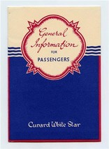 Cunard White Star RMS Queen Elizabeth General Information Landing Arrangements  - £21.79 GBP