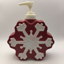 Red Porcelain White Snowflake Soap Dispenser Christmas Holiday Decor Kitchen - £15.94 GBP