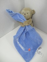 Carters Child Of Mine tan monkey rattle security blanket blue Captain Ad... - £11.60 GBP