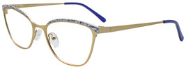 EASYCLIP EC681 Eyeglasses 020 Satin Gold &amp; Mix Patterned Browline 52mm - $207.87