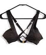 Cabana Del Sol Metallic Wired Bikini Top Gold Black Size Large - $20.00