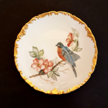 T&amp;V Limoges Depose Cabinet Plate Antique Hand Painted Bird Gold Scalloped Rim - $59.33