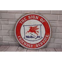 Retro Mobigas Tin Sign "The Sign Of Friendly Service" 14 Inches - $12.12