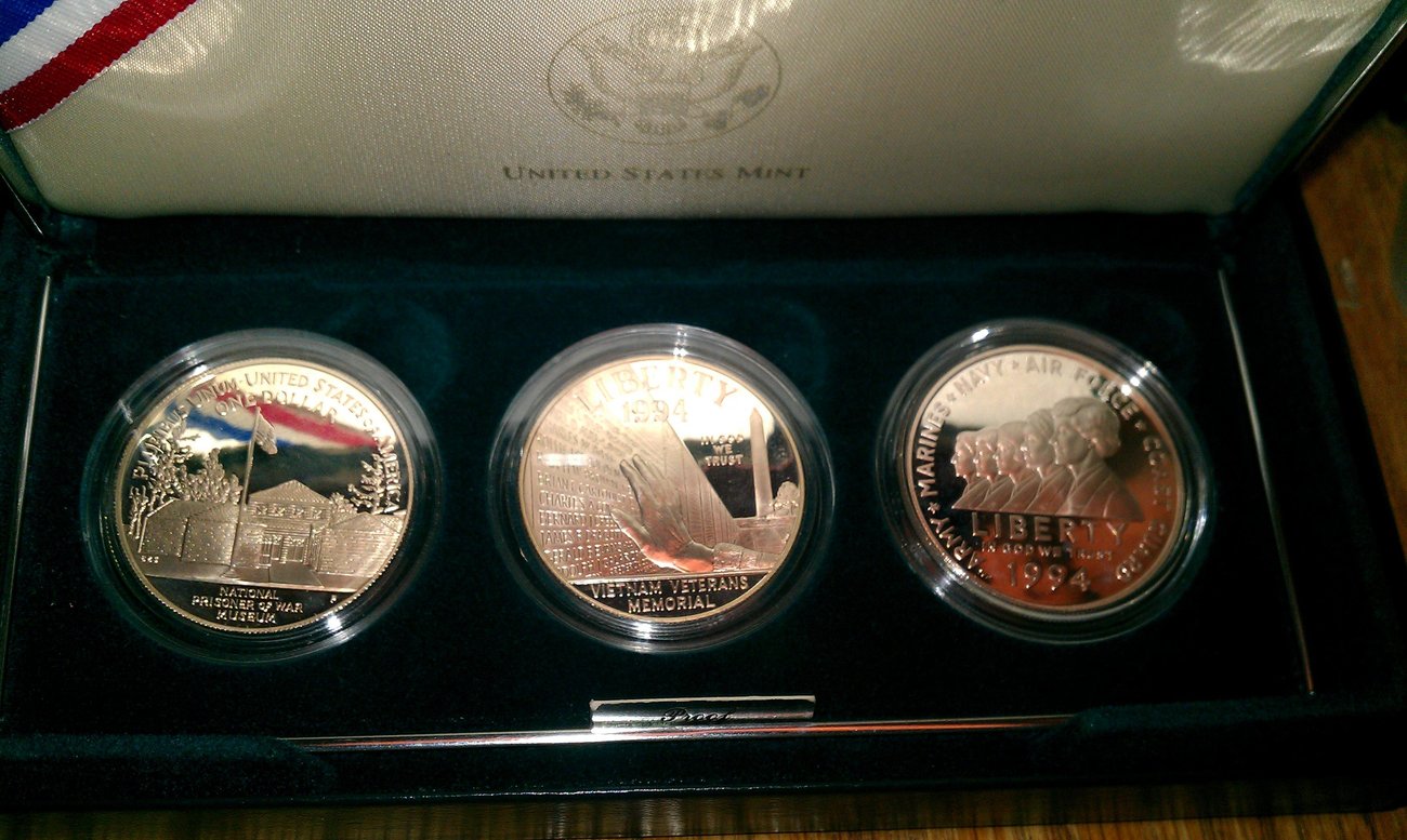 3 Coin Set of Veterans, Commemorative Dollars - $140.00