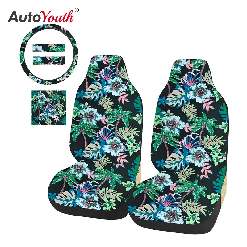 5 pcs Coconut tree pattern Car Accessories ,Include Car Front Seat Covers, - £29.49 GBP+