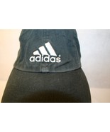 Adidas Black White 3-stripe embroidered Logo Strapback Cap Hat distressed - £23.53 GBP