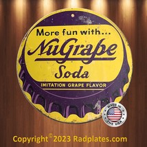 NUGRAPE SODA Vintage Retro Look Replica Aluminum Round Metal Sign 12&quot; New - $19.77