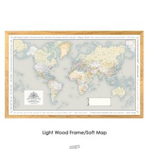 Custom Description World Travel Map Full Soft Color Map Light Frame Wood - £67.33 GBP