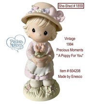 Precious Moments 604208 A POPPY FOR YOU by Enesco Little GIrl w/ Flowers - $15.95