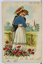 Victorian Romance Couple Waiting at the Church 1907 Dubugue IA Postcard D4 - £4.78 GBP