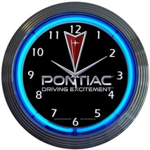 Pontiac Driving Excitement Garage 15&quot; Wall Décor Neon Clock 8DRIVIN - £68.73 GBP