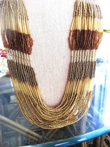 Multistrand Necklace Ethnic, Southwestern Look Brown, Gold, Bronze, Gold - $16.82