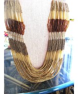 MULTISTRAND NECKLACE  ETHNIC, SOUTHWESTERN LOOK BROWN, GOLD, BRONZE, GOLD - £13.28 GBP