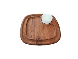 Vintage MCM Dansk Wooden Teak Chip &amp; Dip Tray w/Ramekin Dish  - $693.28 MXN