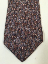 Vintage Christian Dior Silk Tie - Brown, Blue, And Orange Paisley Pattern - $14.99