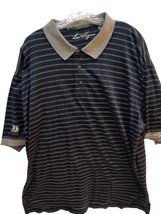 Ben Hogan Nu-gro logo Pima cotton Polo Men XL Blue striped polo Shirt - £11.86 GBP