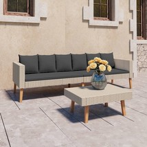 vidaXL PE Rattan Modular Sofa Set 3-Seater Beige Anthracite Furniture Living - $6,930.90 MXN