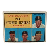 1961 Topps #47 1960 NL Pitching Leaders Spahn Law Burdette Broglio Card - $49.49