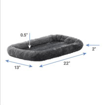 Bolster Pet Bed Mat for Crates 22&quot; x 13&quot; Soft for Small Dogs or Cats Gray - £8.71 GBP